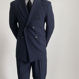 Korean Men's Light Luxury Double-Breasted Business Suit
