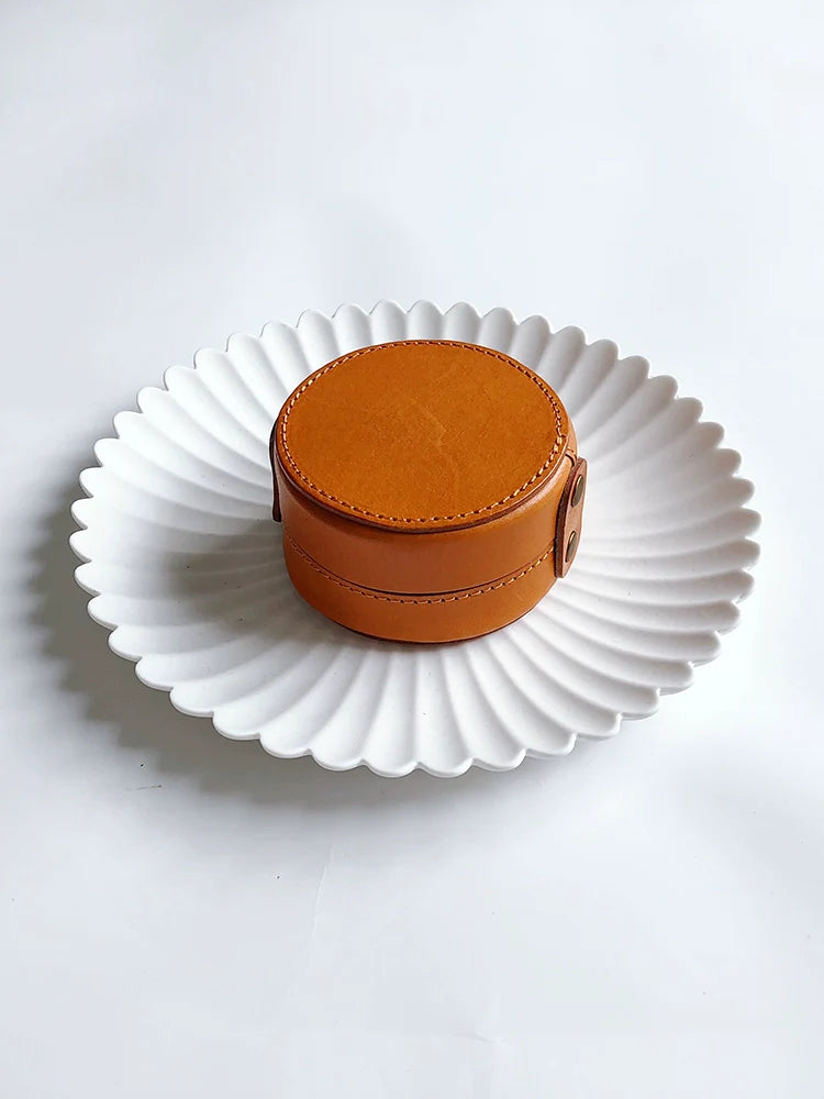 Round Leather Jewelry Box