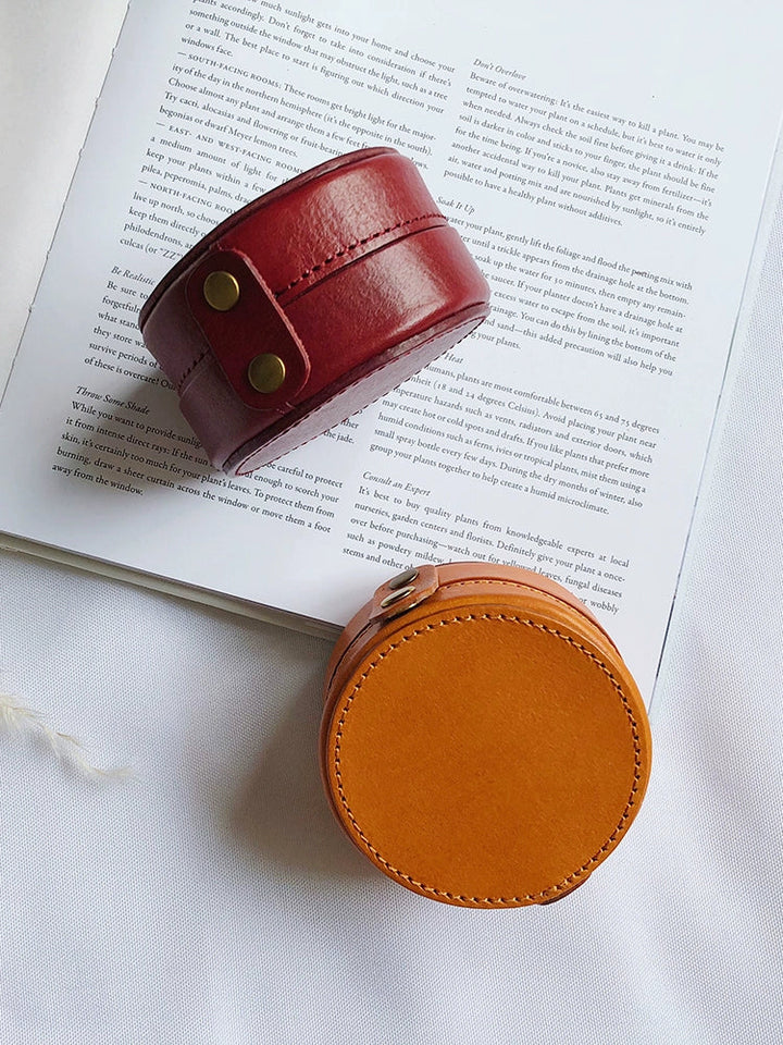 Round Leather Jewelry Box