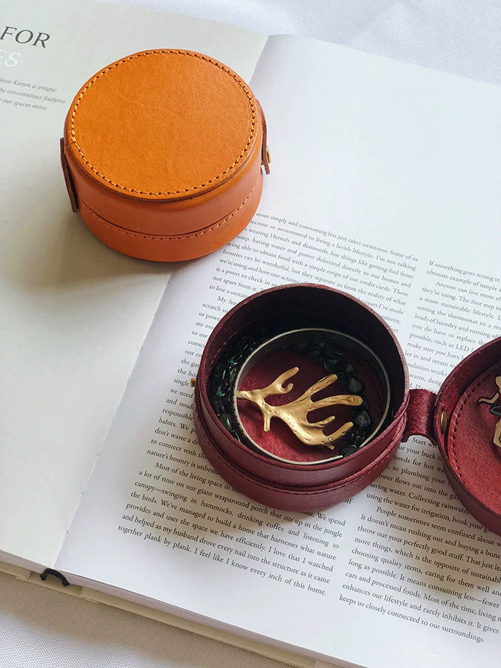 Round Leather Jewelry Box