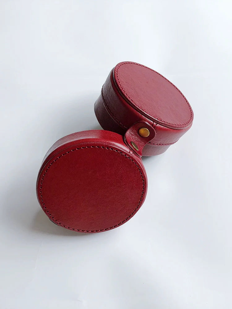 Round Leather Jewelry Box