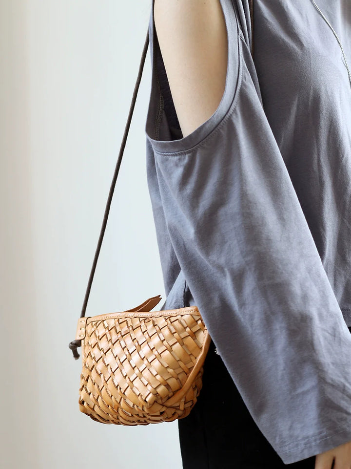 Handwoven Leather Mini Crossbody