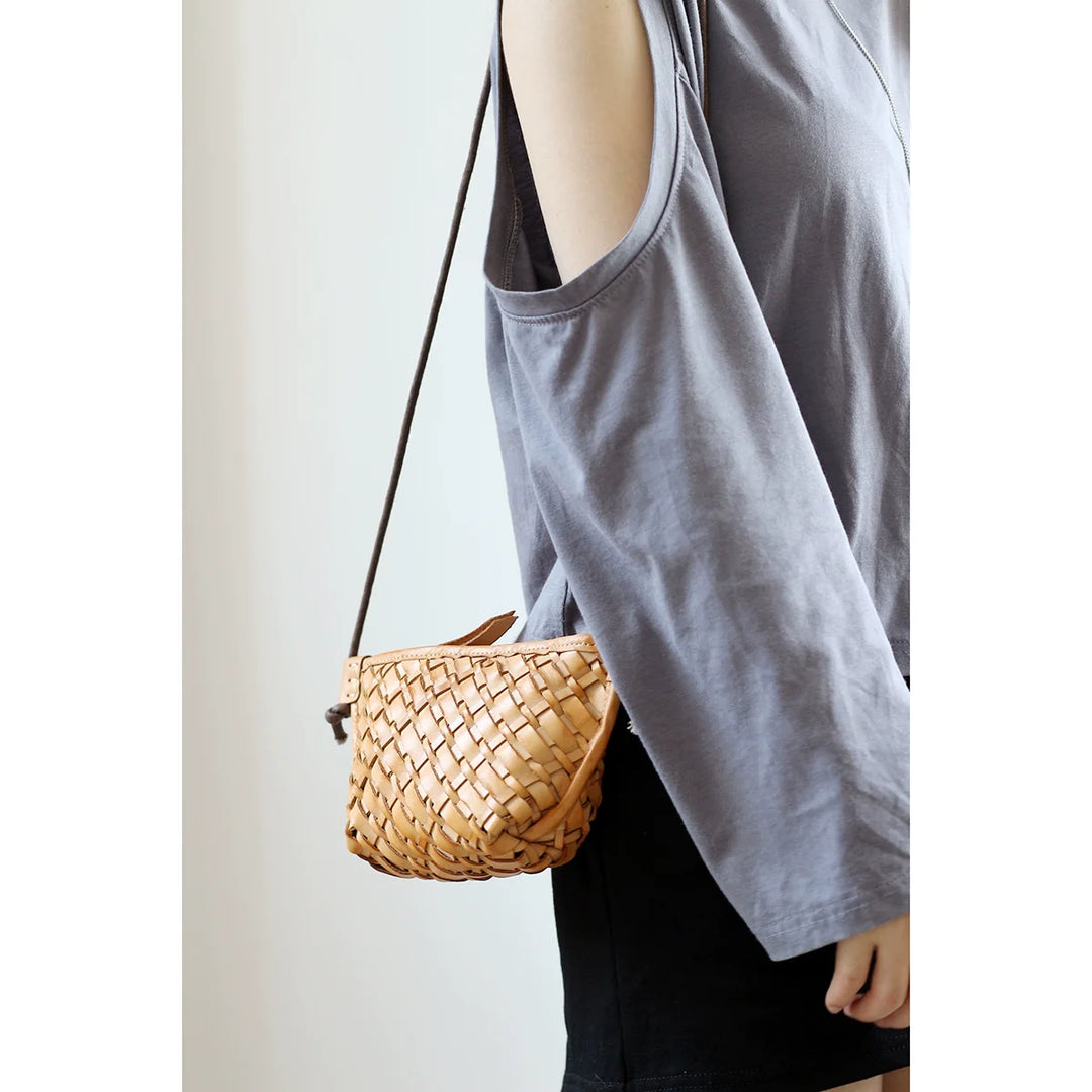 Handwoven Leather Mini Crossbody