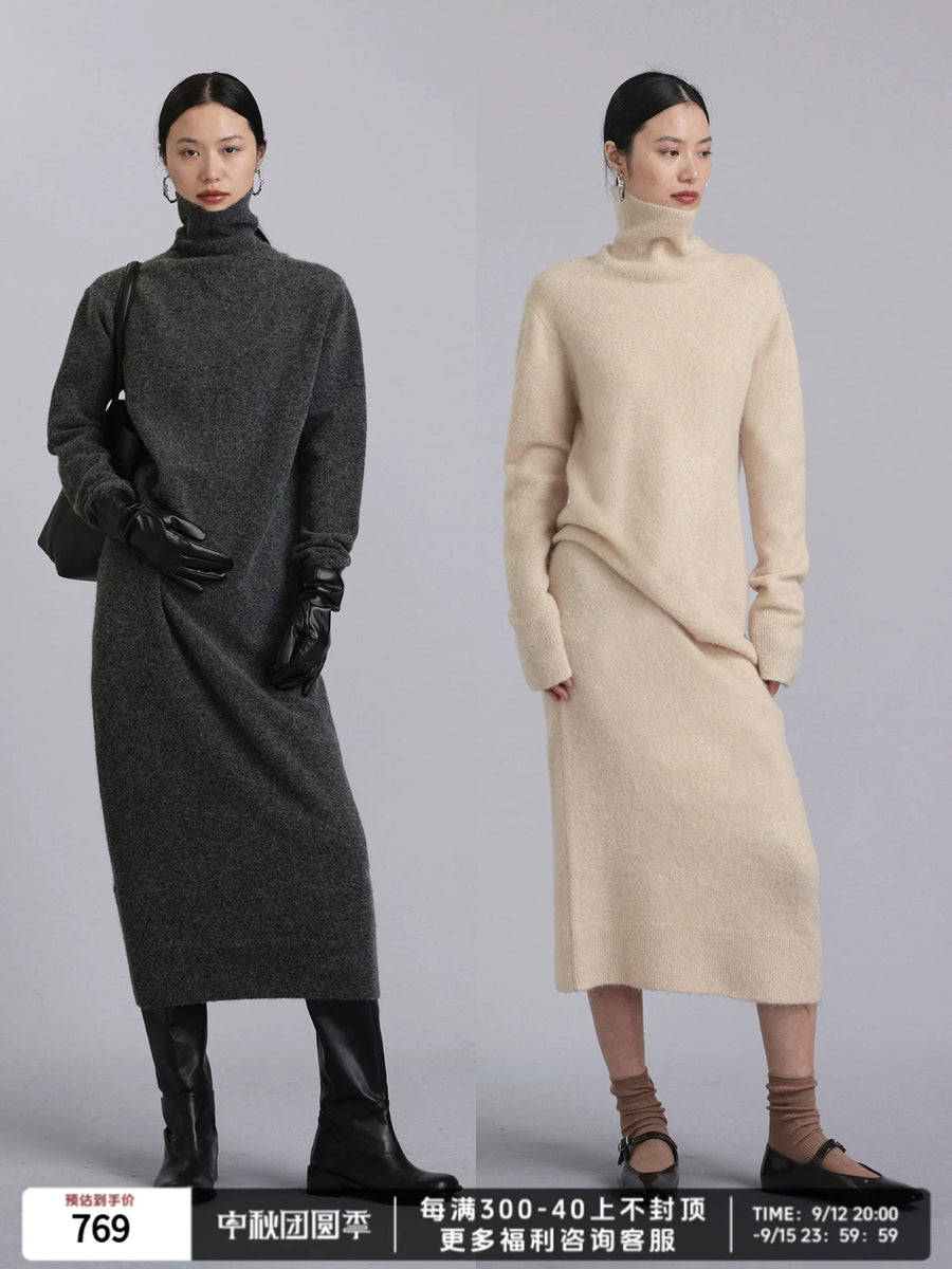 Alpaca Knit Turtleneck Dress