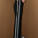 Vintage-Inspired Side Stripe Wide-Leg Trousers