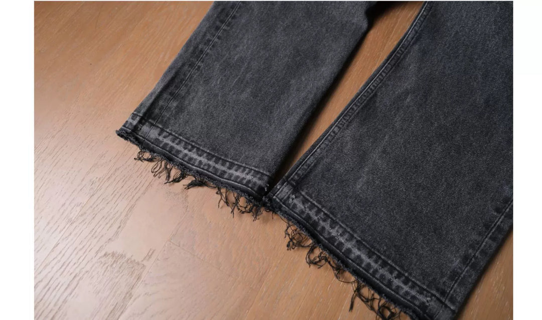 Washed Black Straight-Leg Jeans