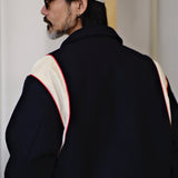Heavyweight Wool Baseball Jacket with Retro Embroidery
