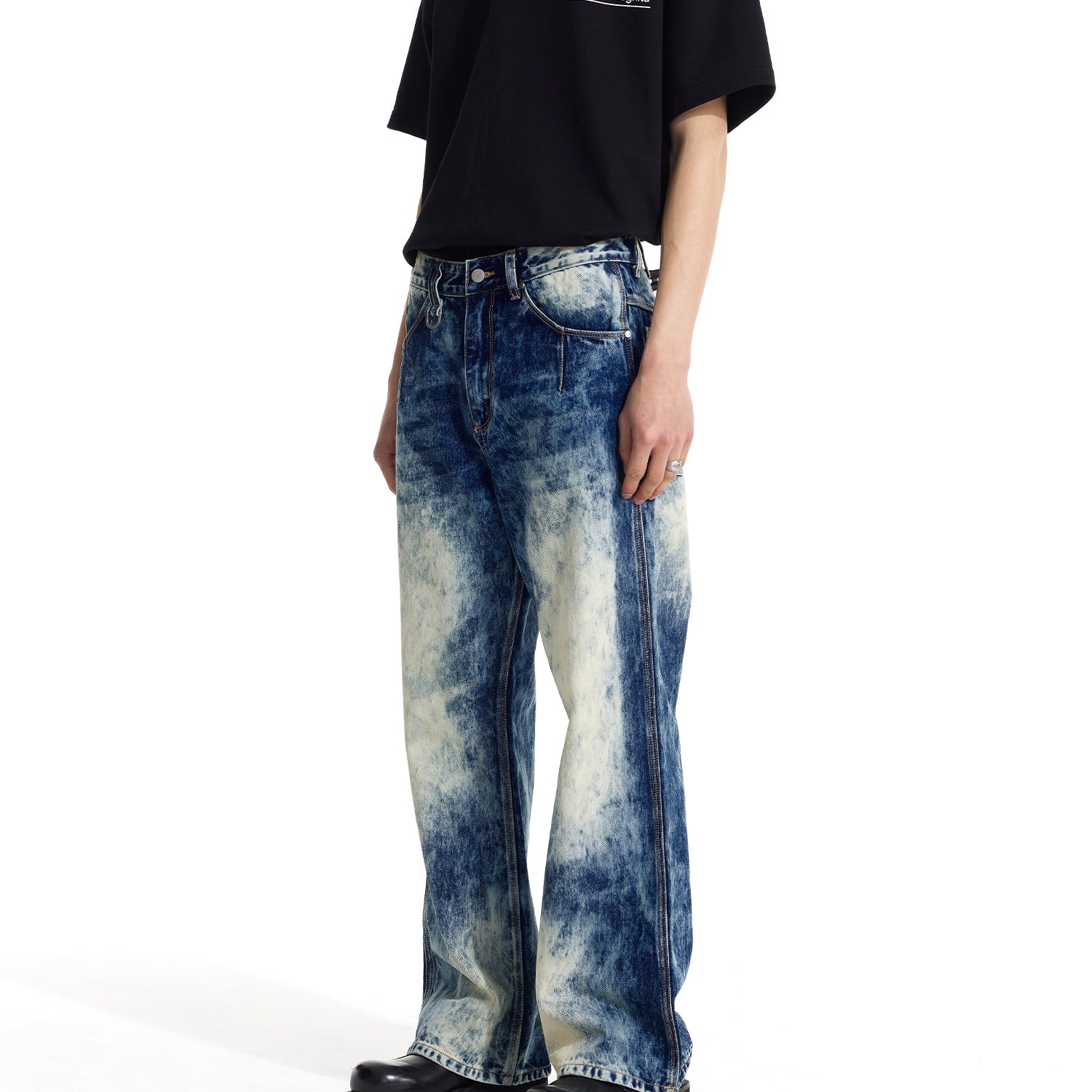 Washed Snowflake Jeans Casual Loose All-Match Straight Trousers