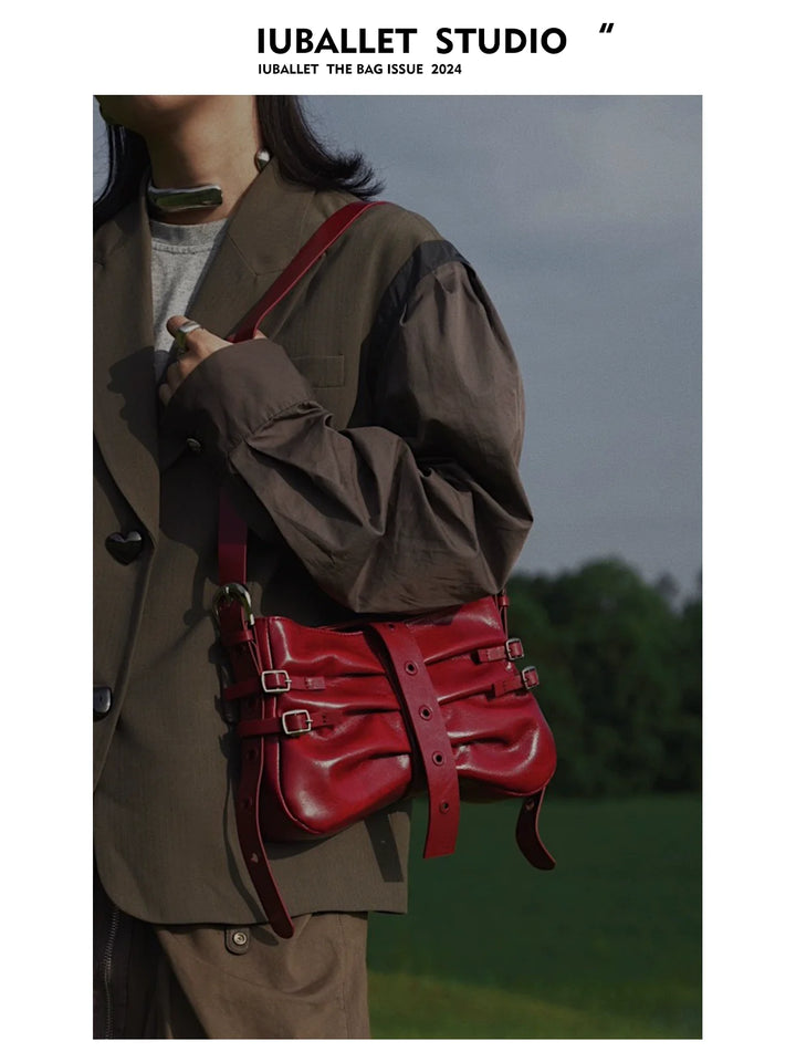 Mist Pleated Leather Shoulder Bag