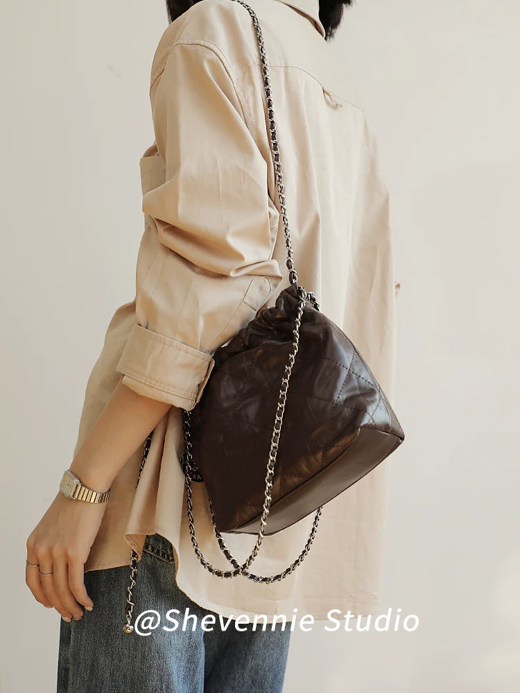 Opulent Leather Bucket Bag