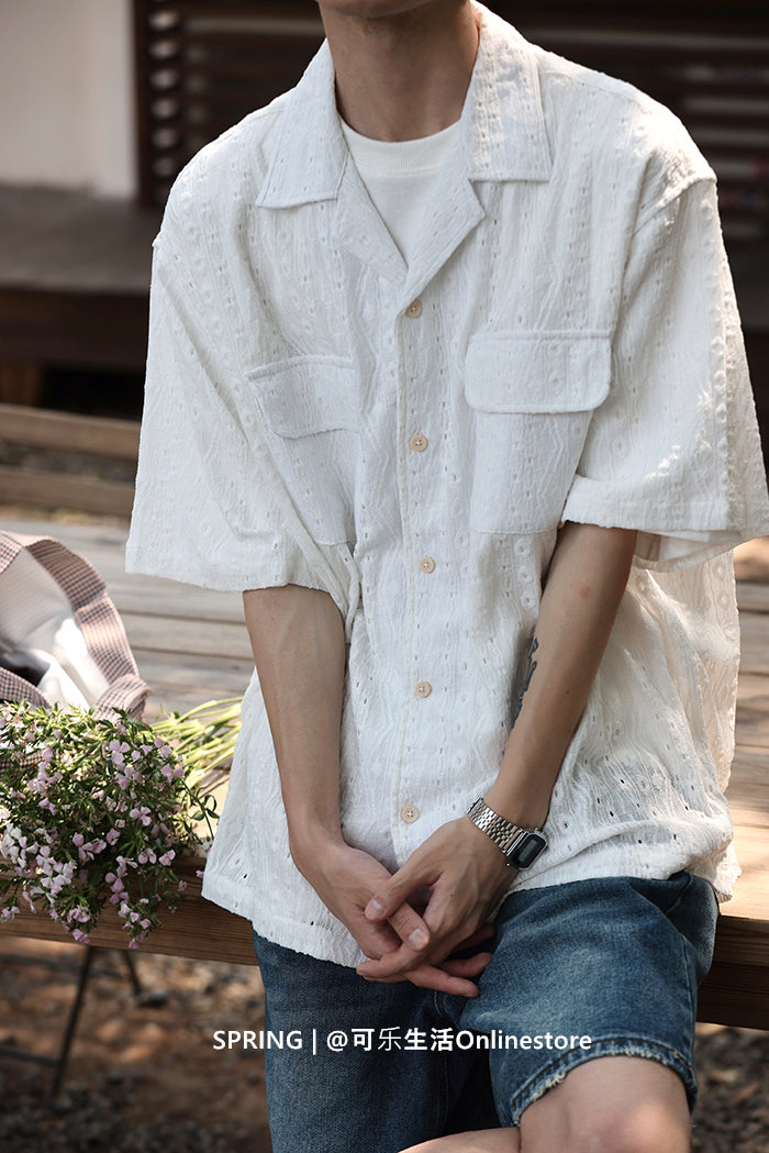 Loose Hollow Short-Sleeved Shirt