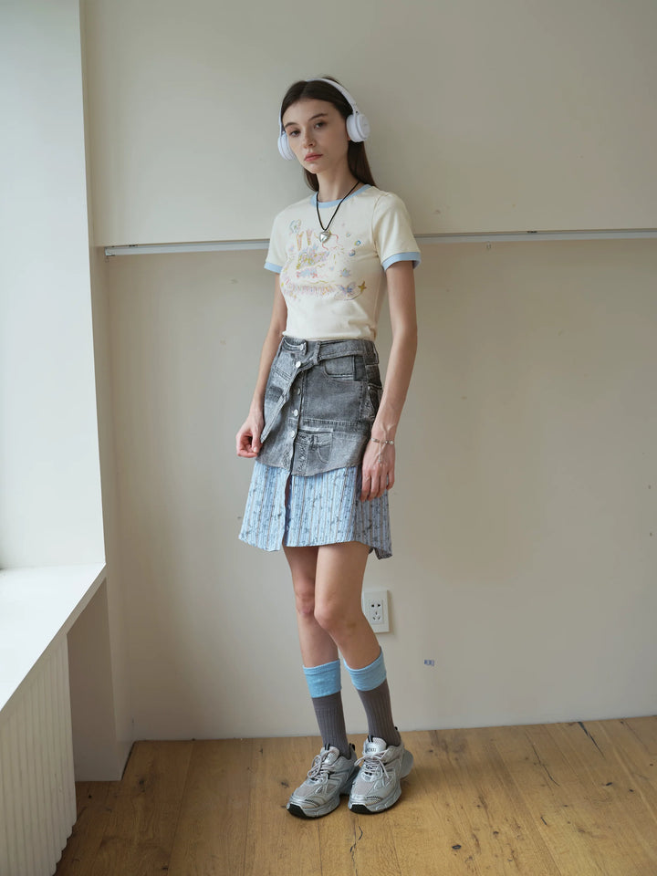 Denim Patchwork Skirt