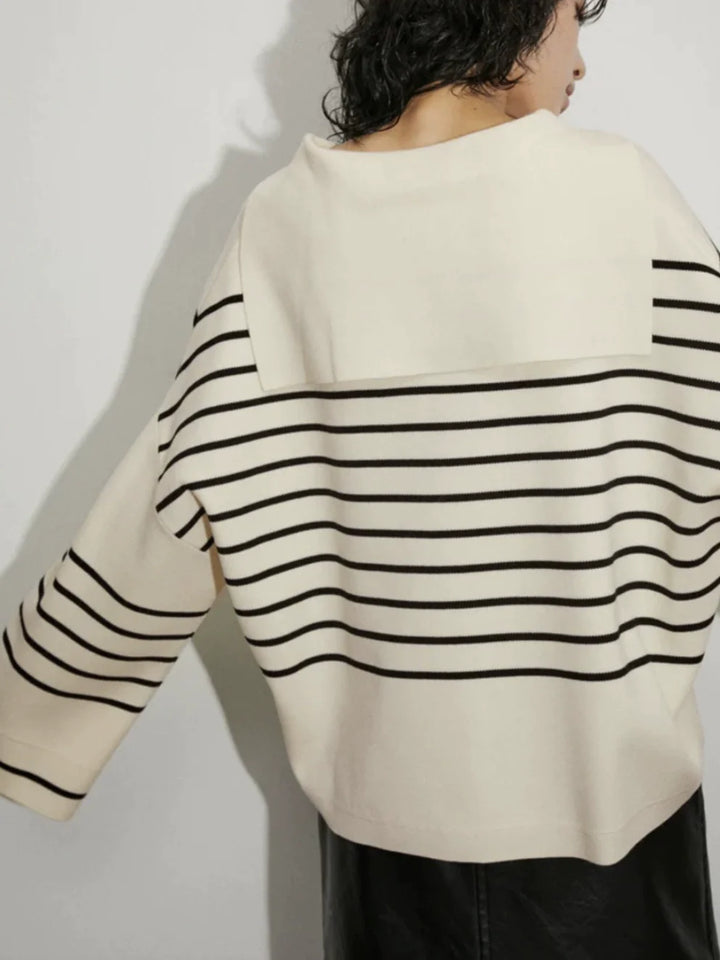 Navy Collar Striped Sweater