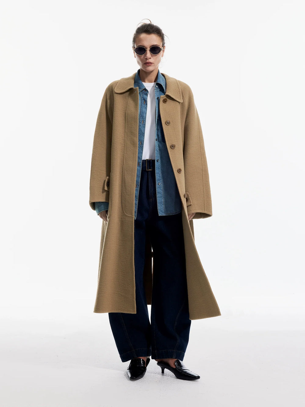 Wool Cashmere Concealed Coat