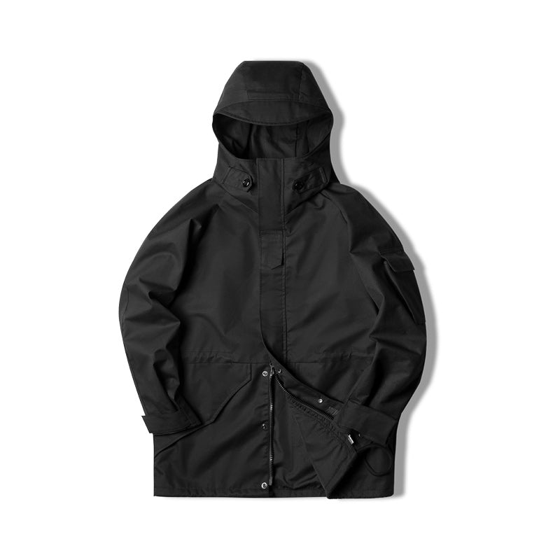 Men's Black Nylon Hooded Windbreaker - Madden Tooling Outdoor Jacket
