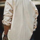 Retro Lapel Cottonseed Shell Shirt Jacket - Men's Khaki Tops