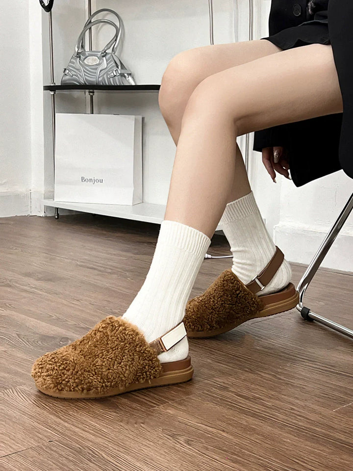 Furry Shearling Slides