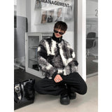 Tie-DyeWarmth Wool Jacket - Winter Fashion with Stand Collar Contrast