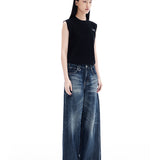 Washed Retro Cotton Wide-Leg Jeans Unisex Neutral All-Match