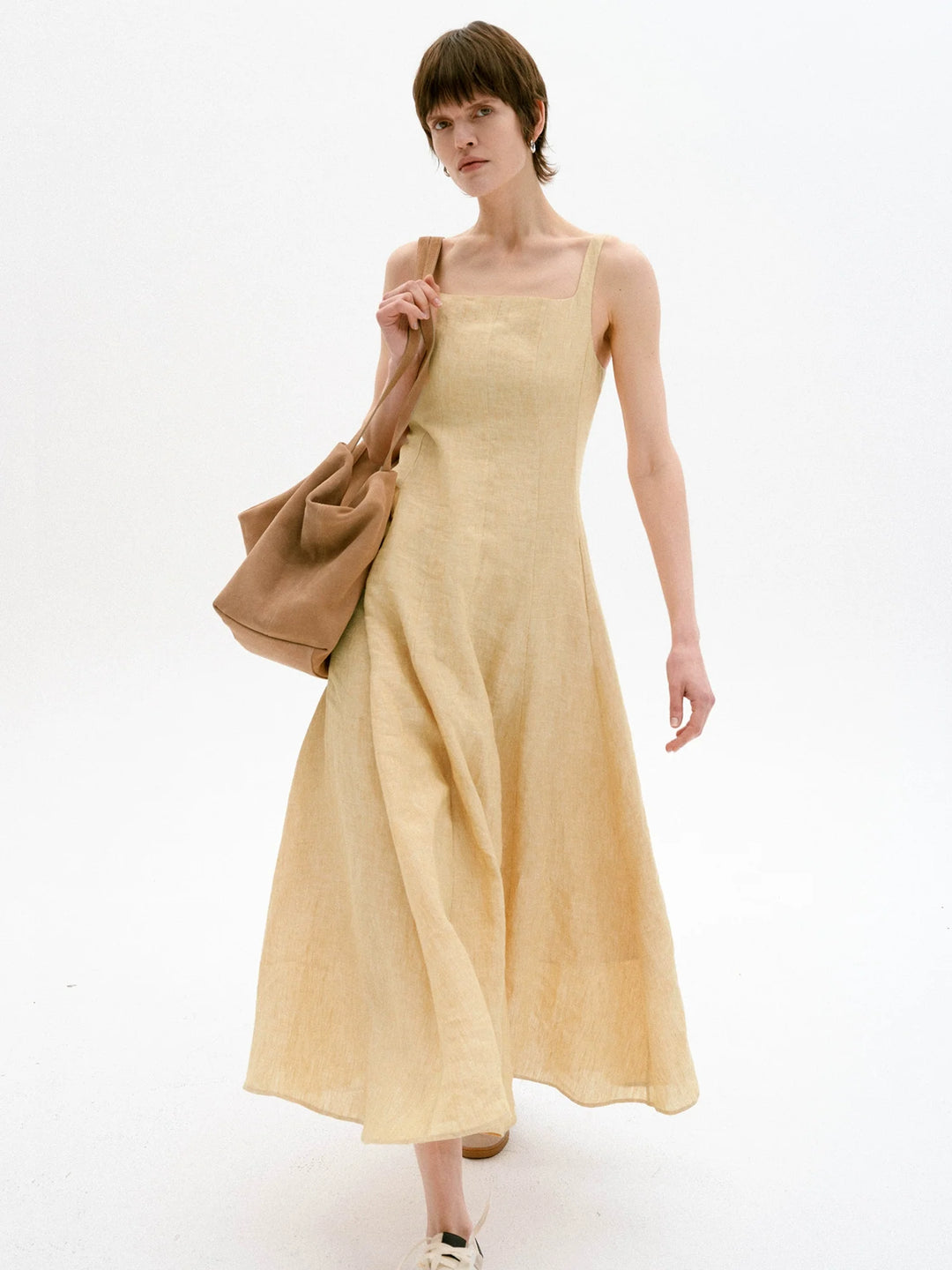 Flax Hemp Square Neck Dress