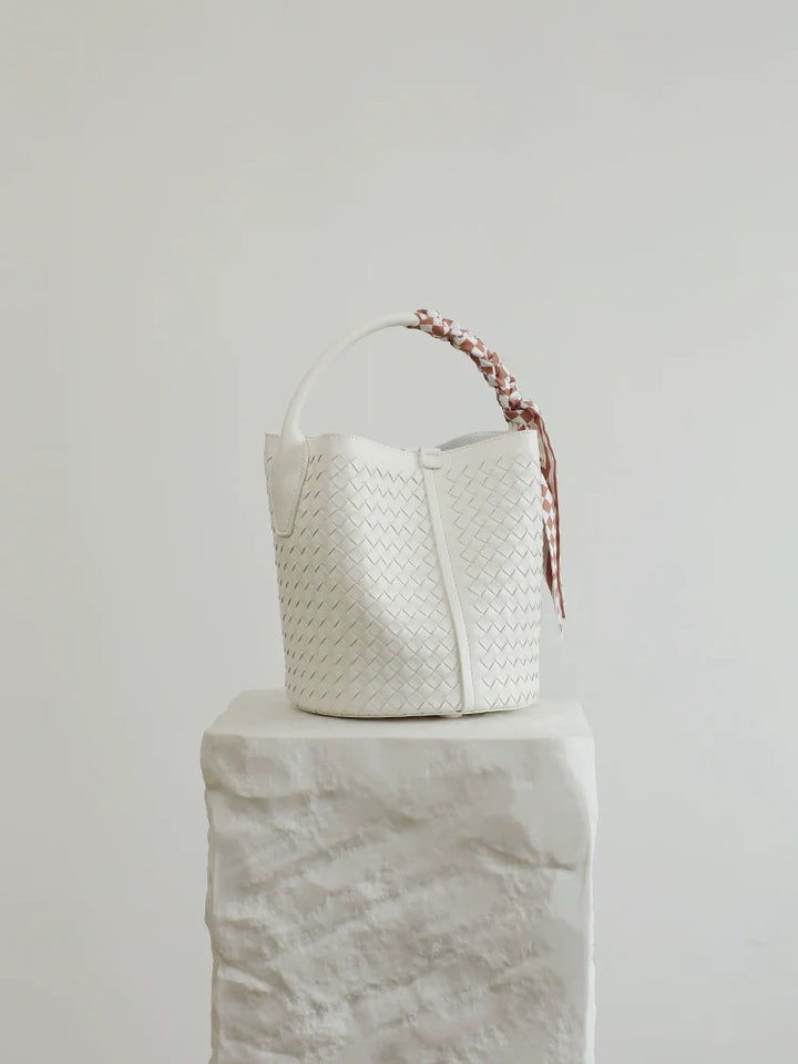 Woven Leather Bucket Bag