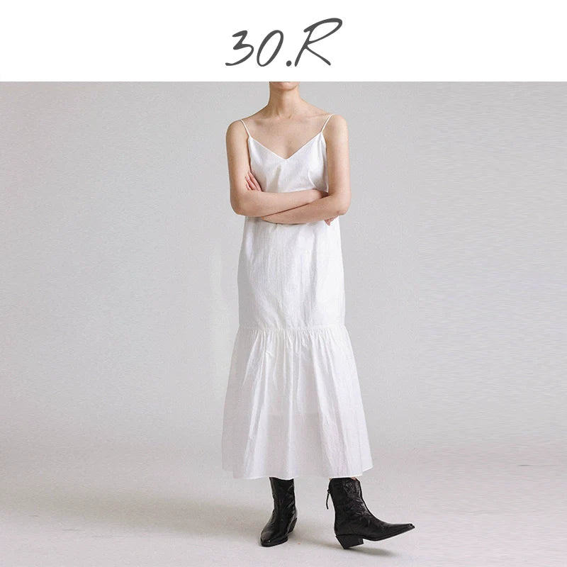 V-Back Cotton Midi Dress