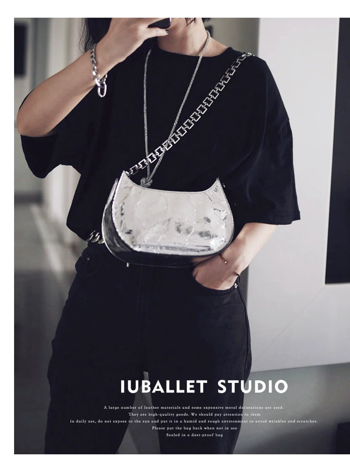 Semicircular Leather Chain Bag