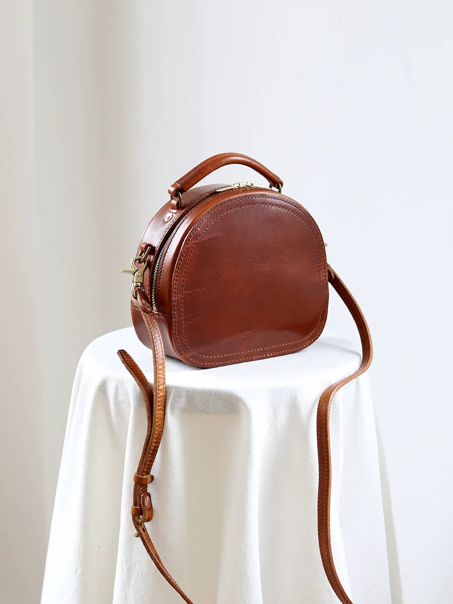 Round Leather Crossbody