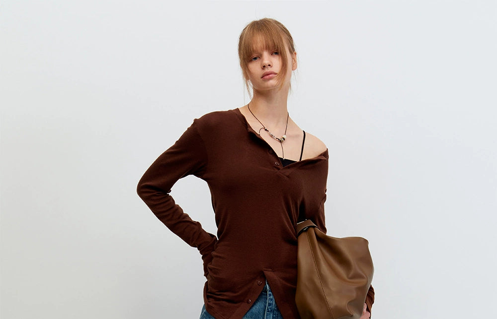 Symmetrical Brown Base Layer Tee