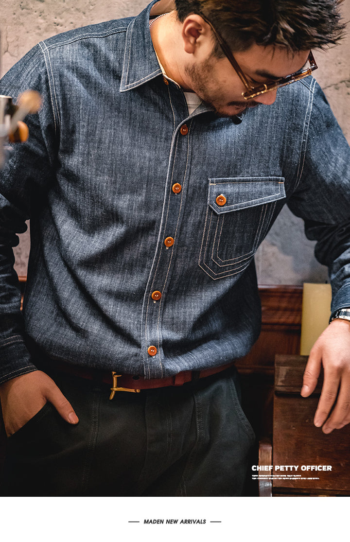 Retro Denim Long Sleeve Shirt