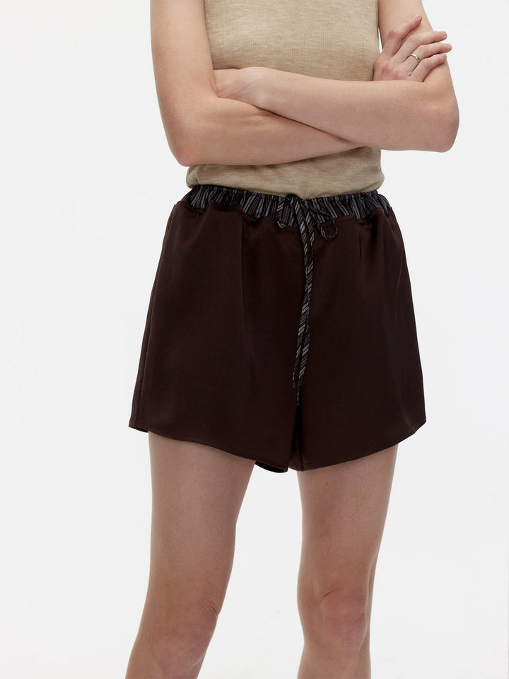 Acetate Stripe Drawstring Shorts