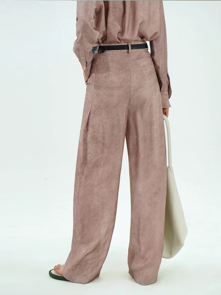 Silk Chiffon Straight-Leg Trousers