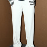 Technical Fabric White Trousers Loose Straight-Leg Draped Casual Pants