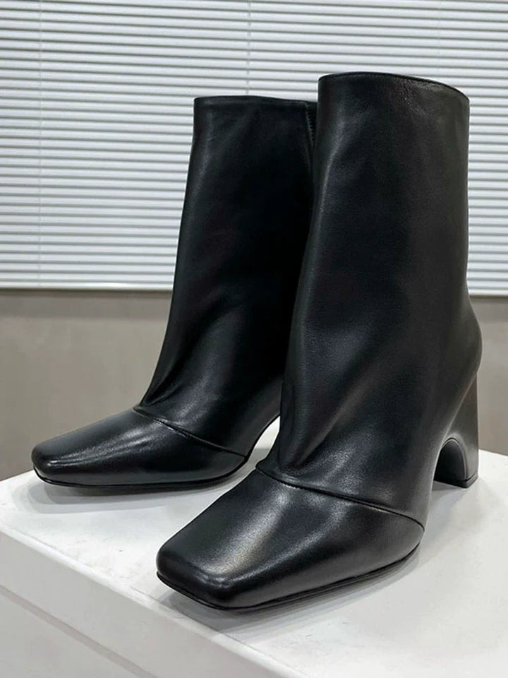 Black Luxe Square Toe Boots