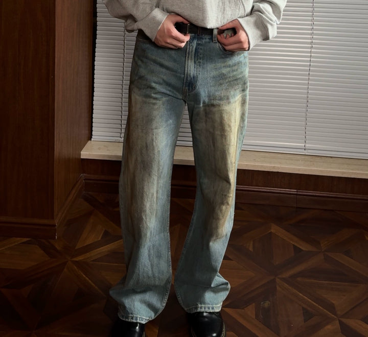 Mud-Dyed Flared Jeans