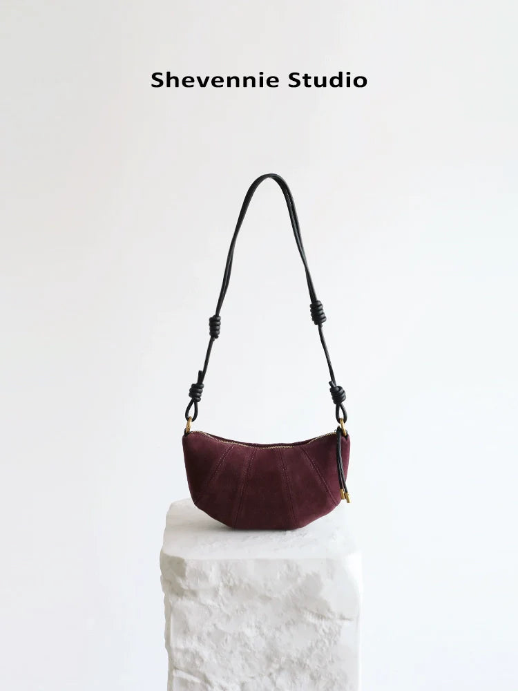 Suede Dumpling Shoulder Bag