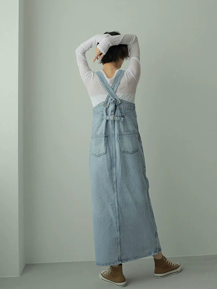 Denim Suspender Skirt