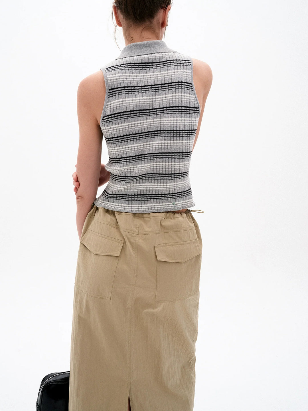 Striped Linen Cotton Zip Vest