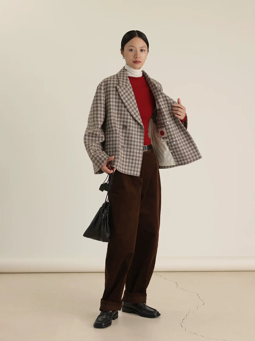 Tea Brown Wool Plaid Jacket