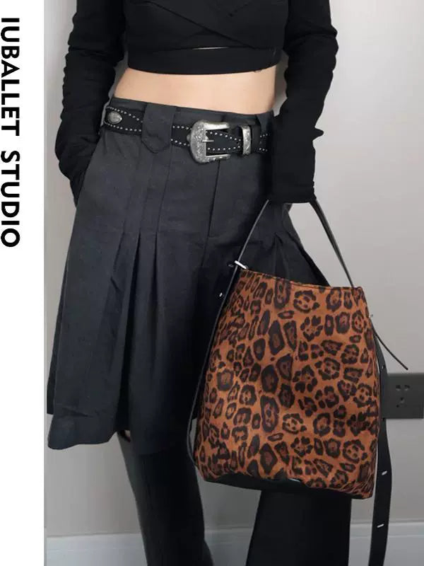 Leopard Bucket Shoulder Bag