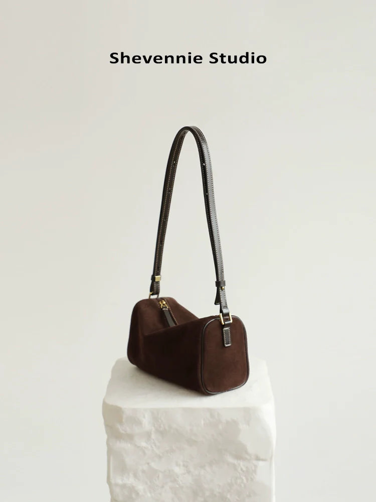 Mocha Suede Shoulder Bag