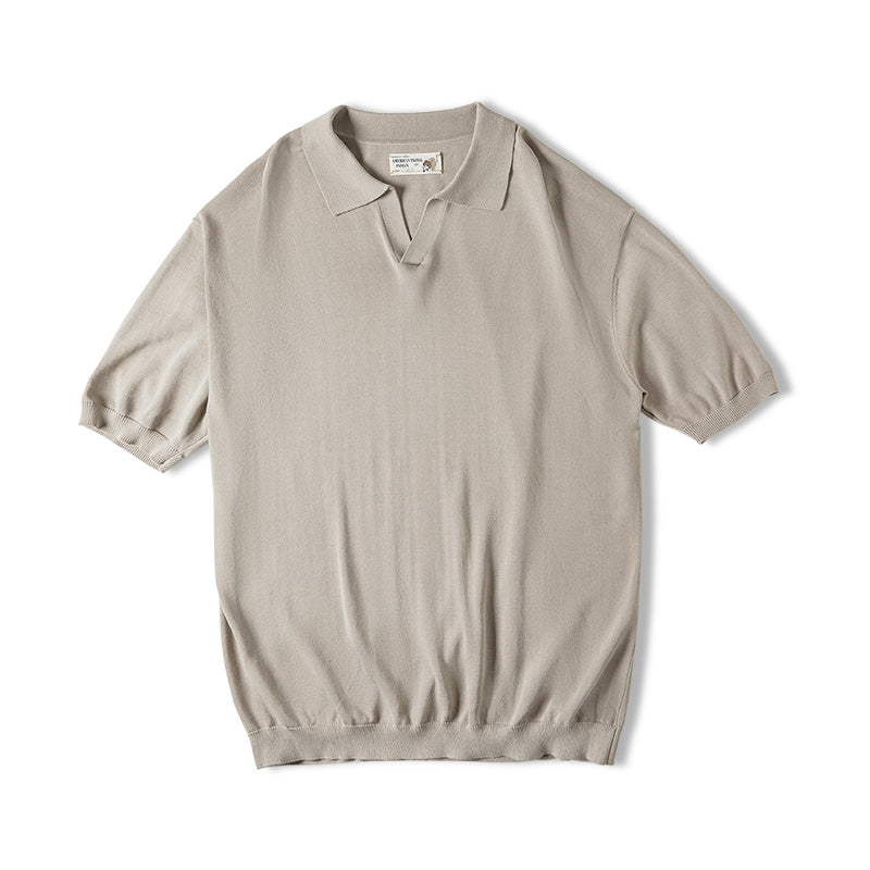 Japanese Retro V-Neck Knitted Polo Shirt
