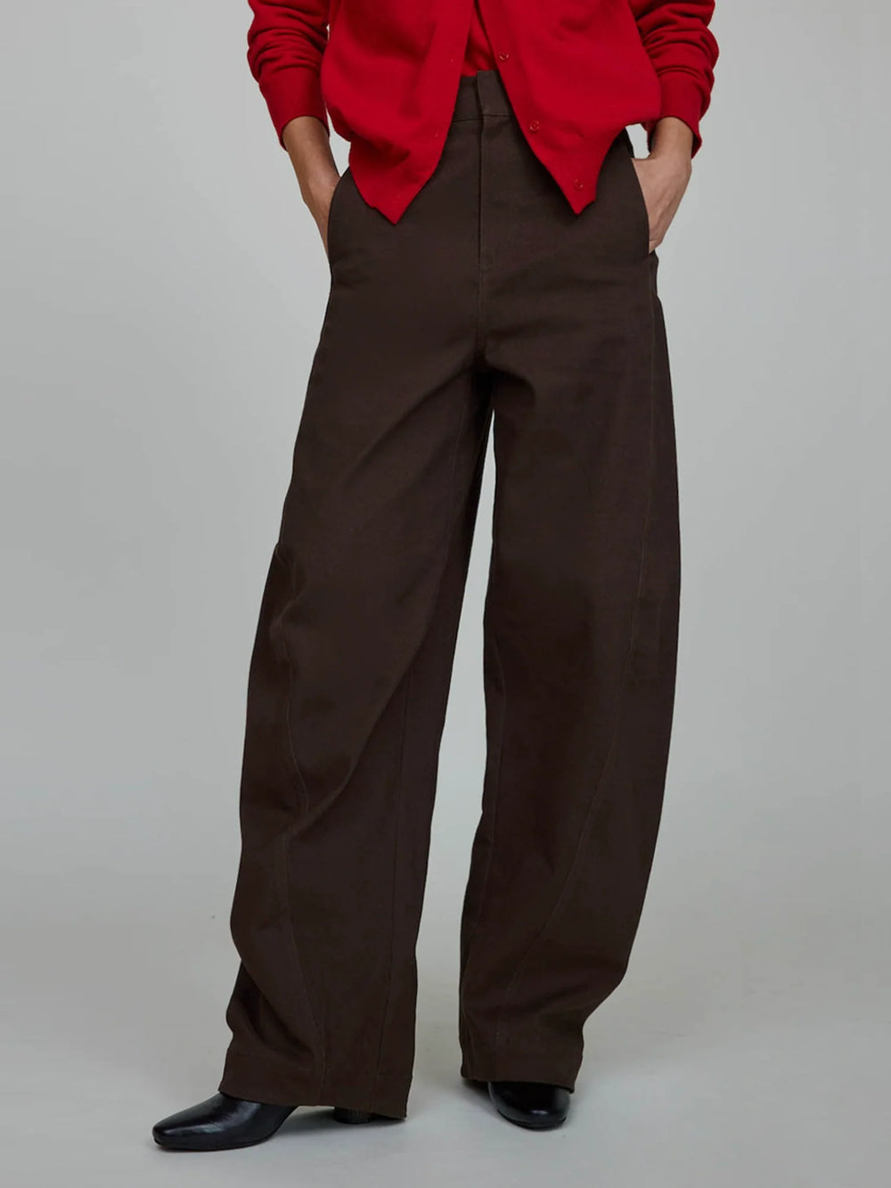 Cotton Twill Wide-Leg Pants