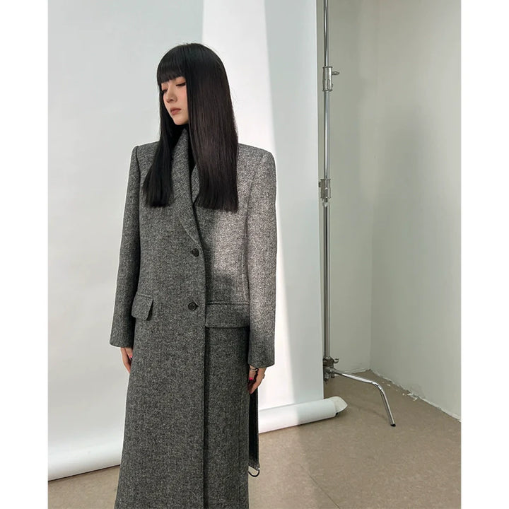 Grey Cashmere Wool Coat