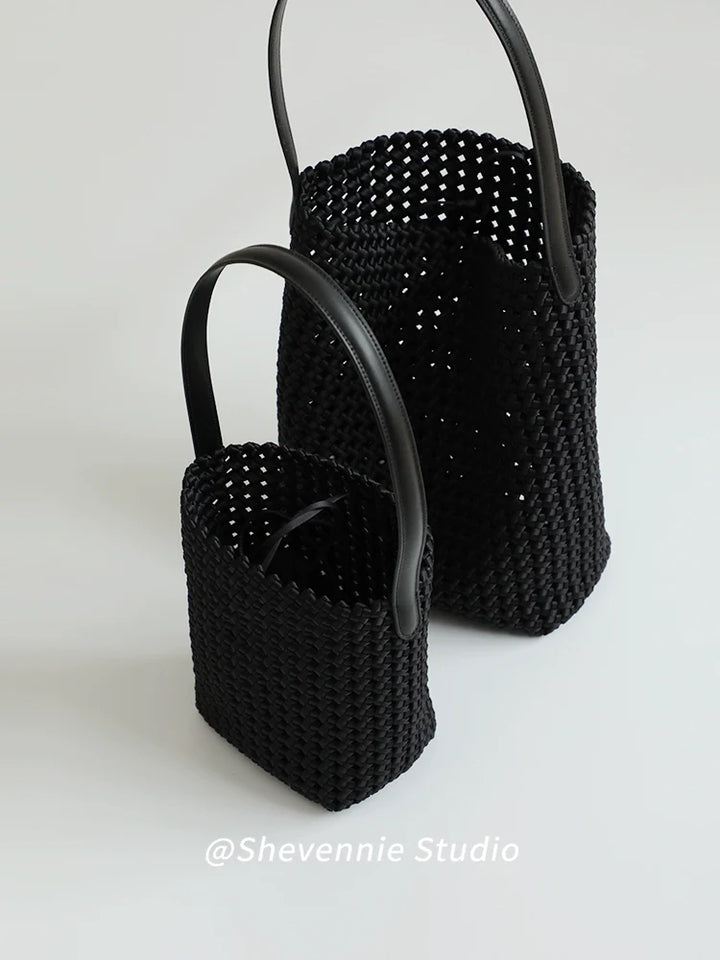 Woven Satin Bucket Tote