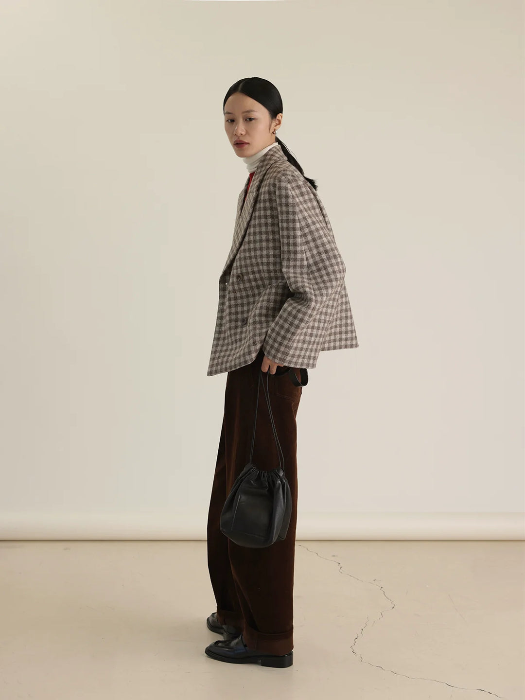 Tea Brown Wool Plaid Jacket