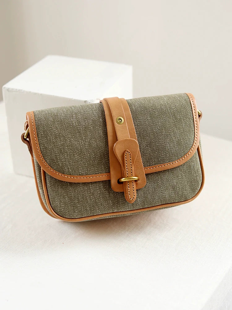 Canvas Leather Mini Crossbody