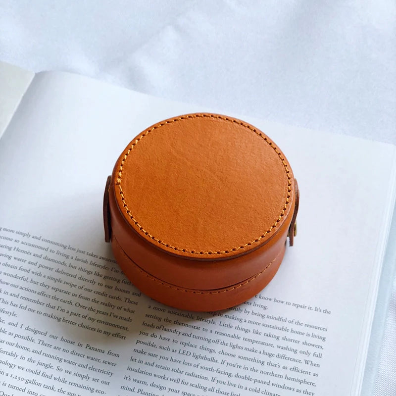 Round Leather Jewelry Box