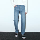 Vintage Washed High-Waist Straight Jeans - Timeless Casual Style