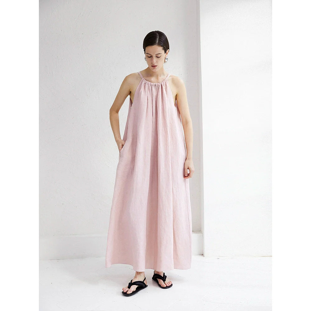 Hemp Halter Pleated Dress